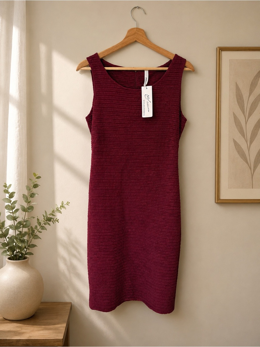 NY Collection Textured Knit Sheath Dress Red Burgundy 6P NWT Sleeveless Bodycon